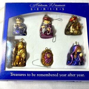 Vintage Nativity Set tree ornaments. Heirloom ornament series. Set.
